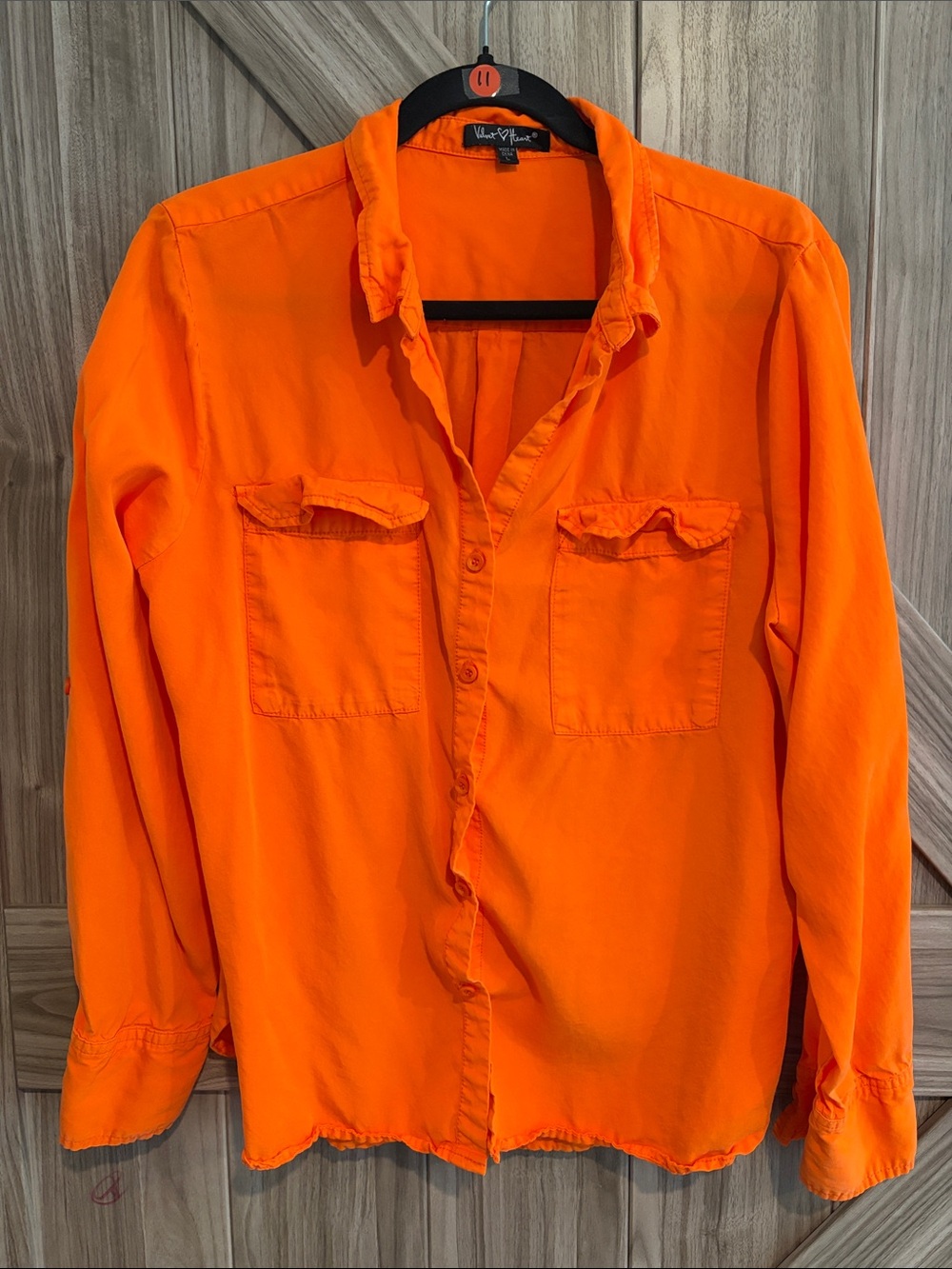 Velvet Heart Neon Orange Button-Down Shirt